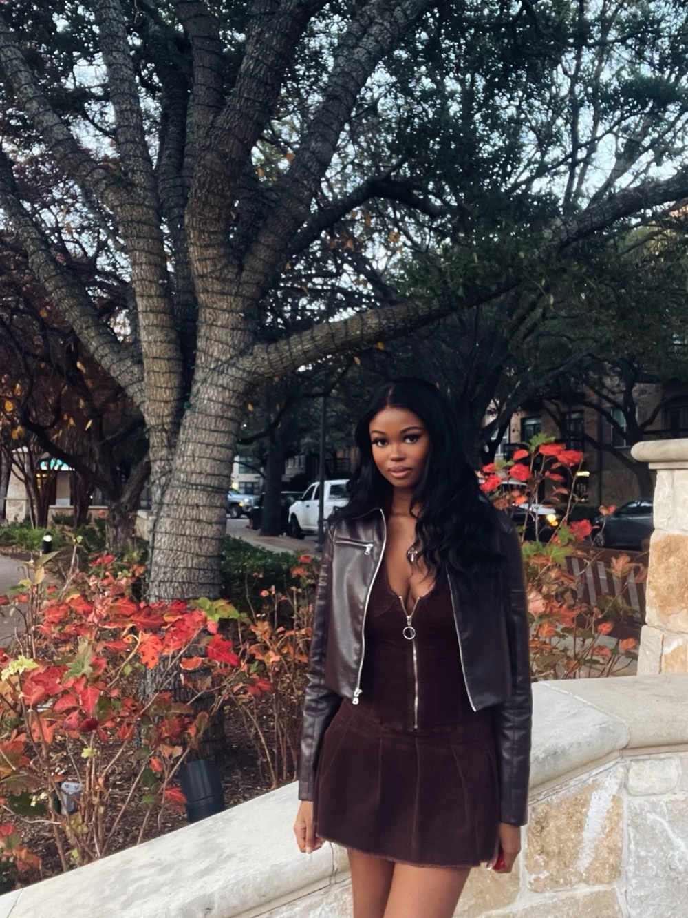 Tiger Mist Chocolate Brown Leather Zip Moto Jacket